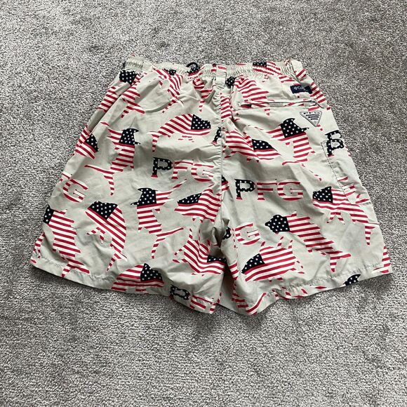 Columbia PFG Omni Shade Swim Shorts Trunks Mens Medium Multi Zip Pockets Nylon